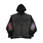 Civision by CSC Death Core Hooded Denim Jacket Washed Black
