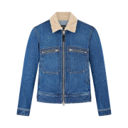 Tom Ford Denim Shearling Collar Zip Blouson Denim Blue