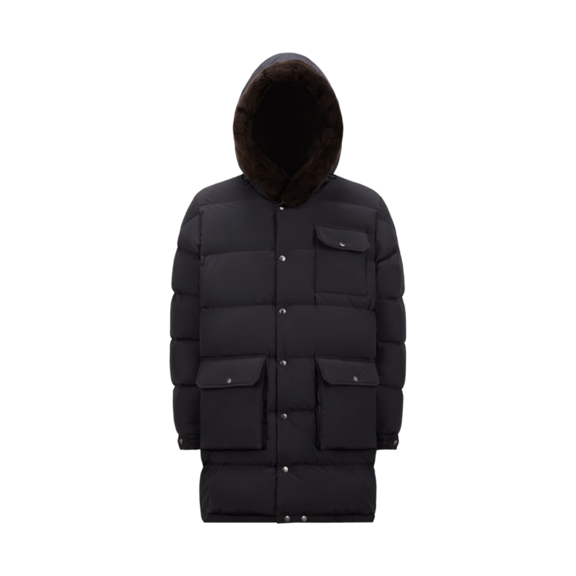 몽클레르 로완 테디 트리밍 후드 롱 다운 자켓 나이트 블루 - 24FW