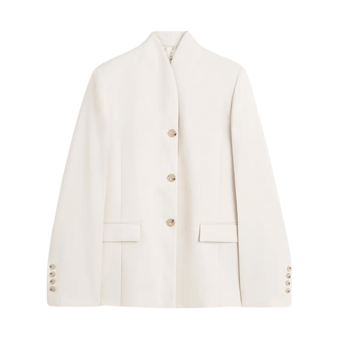 241-WRZ1063-FB0065-007 (W) Toteme Viscose Blazer with High Collar Snow