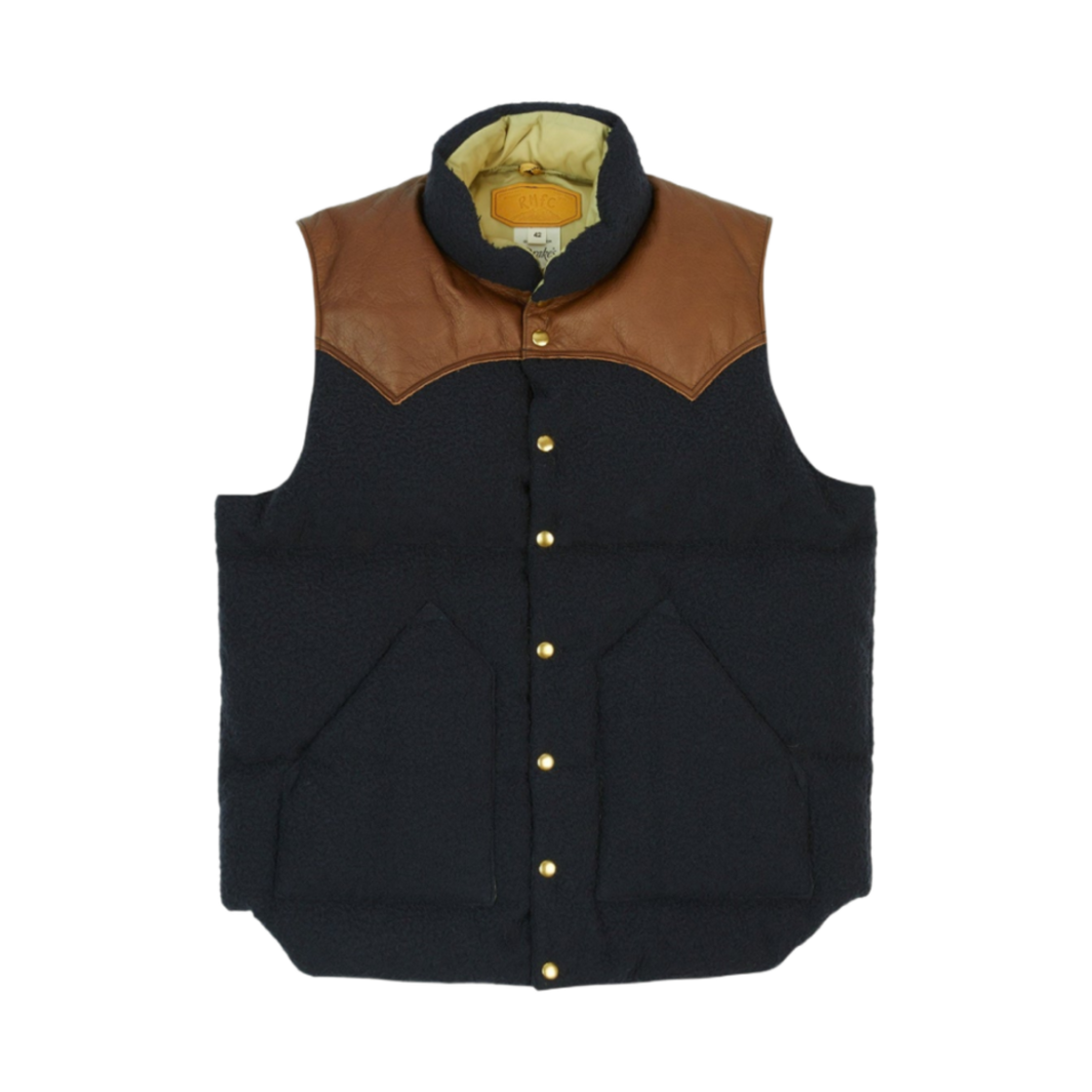 DR2A1Y-24700-01-250 Drake's x Rocky Mountain Featherbed Casentino Wool Christy Down Vest Navy