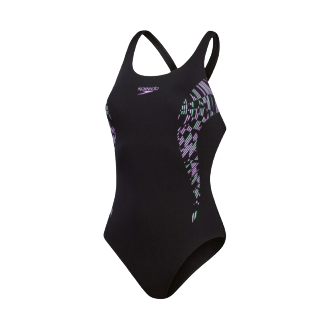 8-00305816854 (W) Speedo Placement One Piece Muscleback Navy Purple