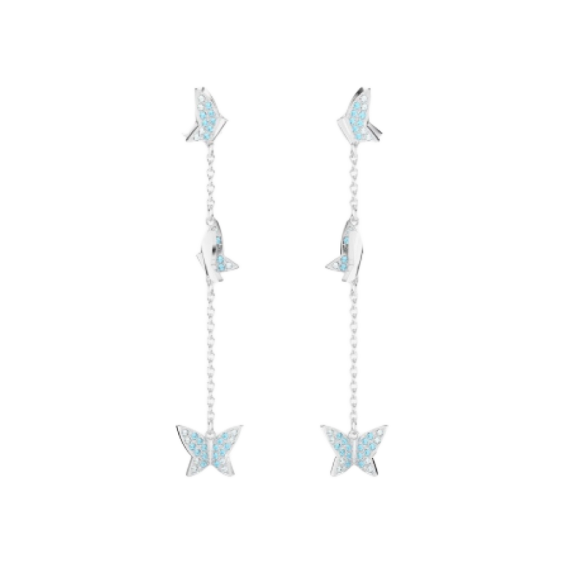 5662182 (W) Swarovski Lilia Drop Earrings Blue Rhodium Plated
