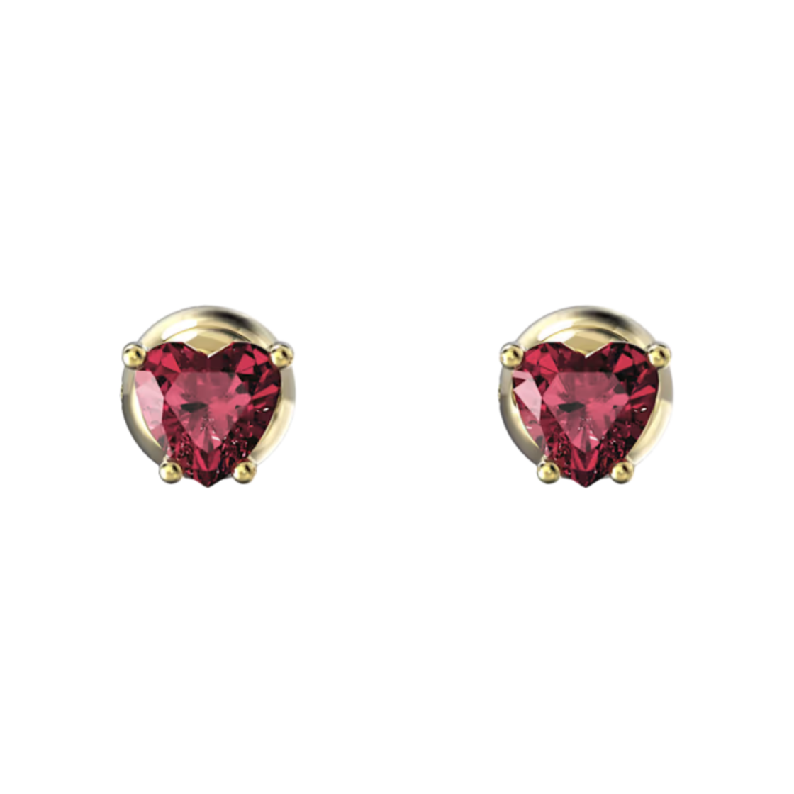 5639133 (W) Swarovski Chroma Stud Earrings Heart Red Gold Tone Plated