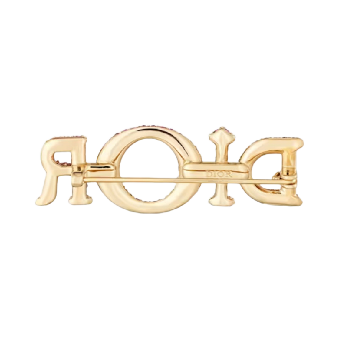 (W) 디올 레이디 디올 브로치 골드 피니쉬 메탈 푸시아 크리스탈((W) Dior Lady Dior Brooch Gold Finish Metal Fuchsia Crystals) - 2