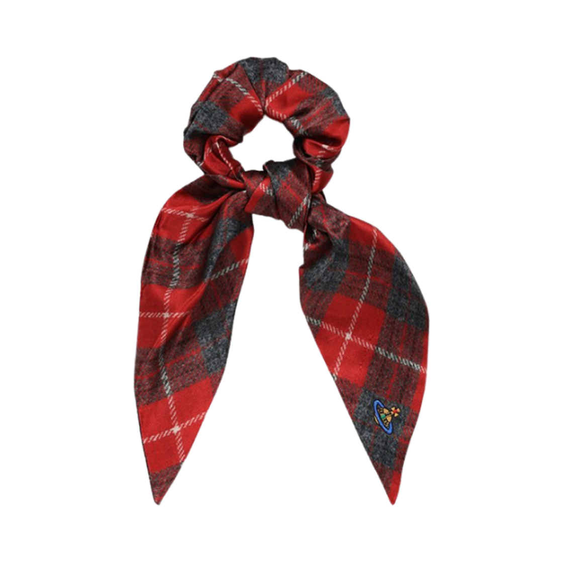 8102001G-W010T-H401 (W) Vivienne Westwood Tartan Check Scrunchie Red