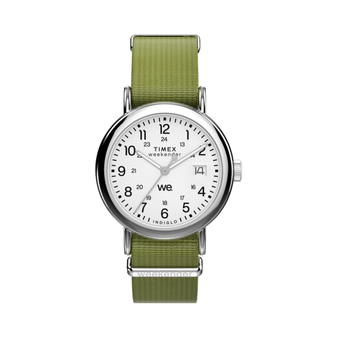 타이맥스 위켄더 37mm 패브릭 스트랩 워치 그린 실버톤(Timex Weekender 37mm Fabric Strap Watch Green Silver Tone)