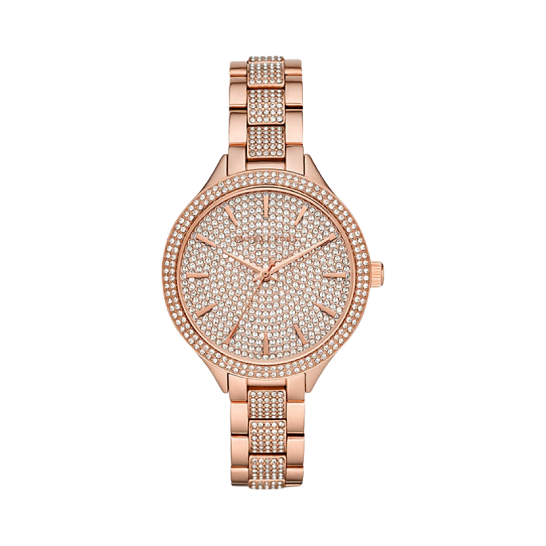 MK3799 (W) Michael Kors Pave Quartz Three-Hand Stainless Steel Rose Gold