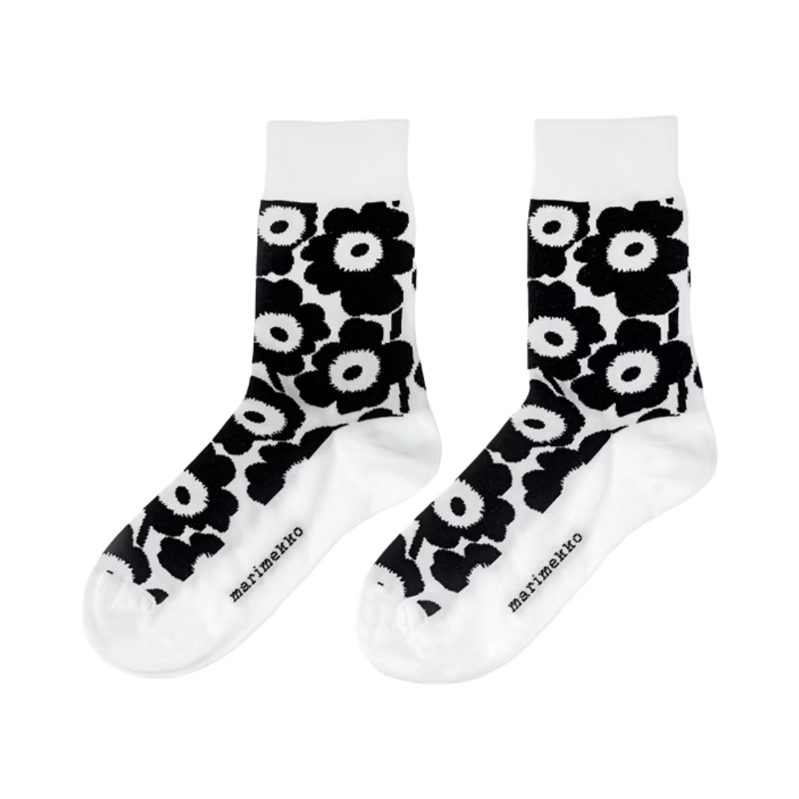 마리메꼬 키르마일라 우니꼬 삭스 블랙 화이트(Marimekko Kirmailla Unikko Socks Black White)