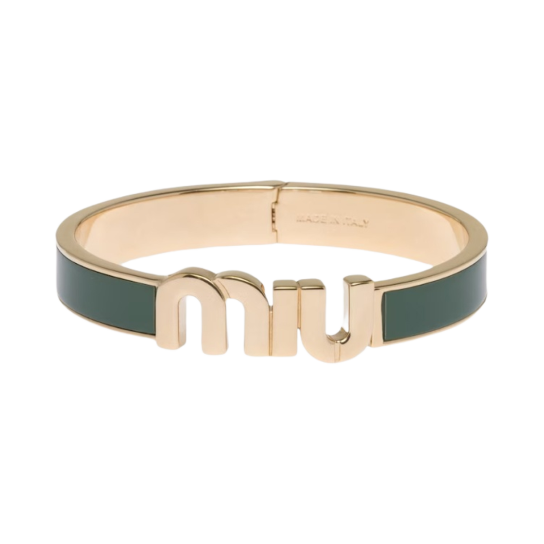 (W) 미우 미우 에나멜 메탈 브레이슬릿 세이지 그린((W) Miu Miu Enameled Metal Bracelet Sage Green) - 1