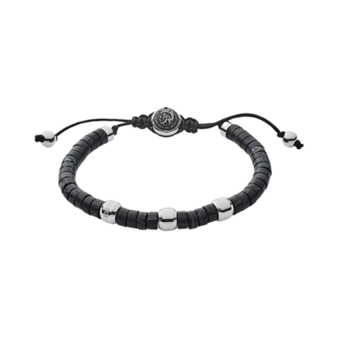 디젤 Dx1121 아게이트 비즈 스테인리스 스틸 브레이슬릿 블랙(Diesel Dx1121 Agate Beads Stainless Steel Bracelet Black)