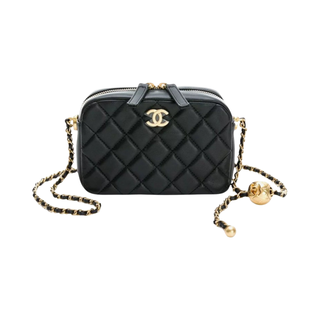 샤넬 카메라 케이스 램스킨 & 골드 메탈 블랙