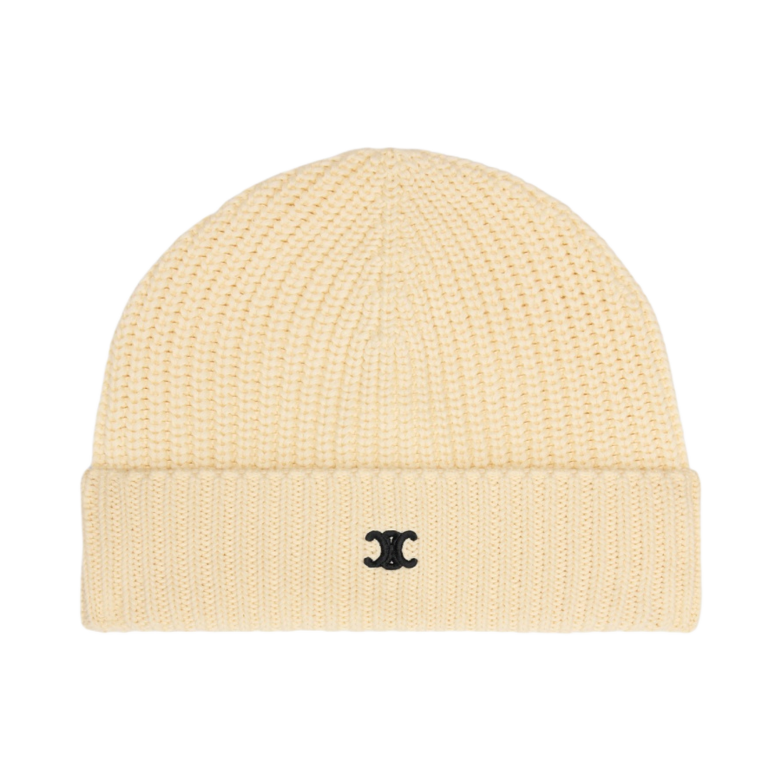 2ADAU347Y-01OW Celine Triomphe Beanie in Cotton Off White