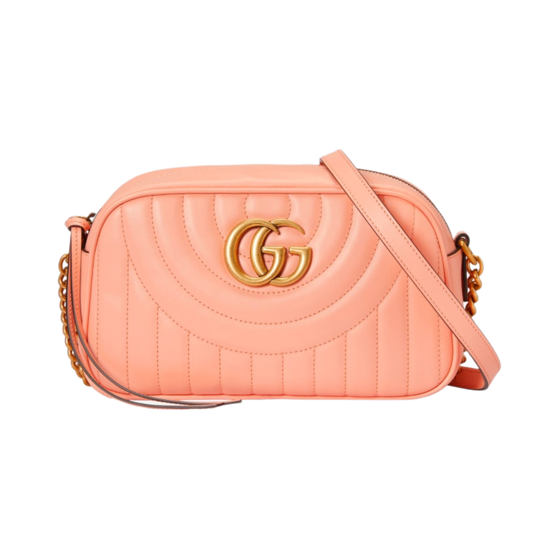 447632-AABZE-6707 Gucci GG Marmont Shoulder Bag Peach Leather