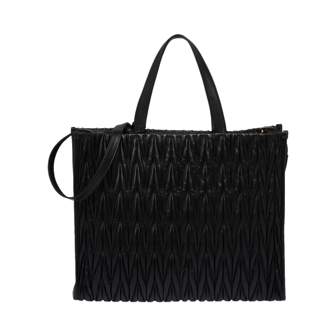 미우 미우 마틀라세 나파 레더 토트백 블랙(Miu Miu Matelasse Nappa Leather Tote Bag Black) - 3