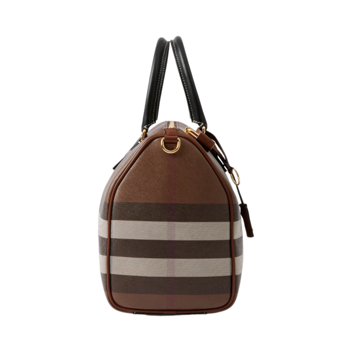 버버리 미디움 체크 레더 볼링백 다크 버치 브라운(Burberry Medium Check and Leather Bowling Bag Dark Birch Brown) - 2