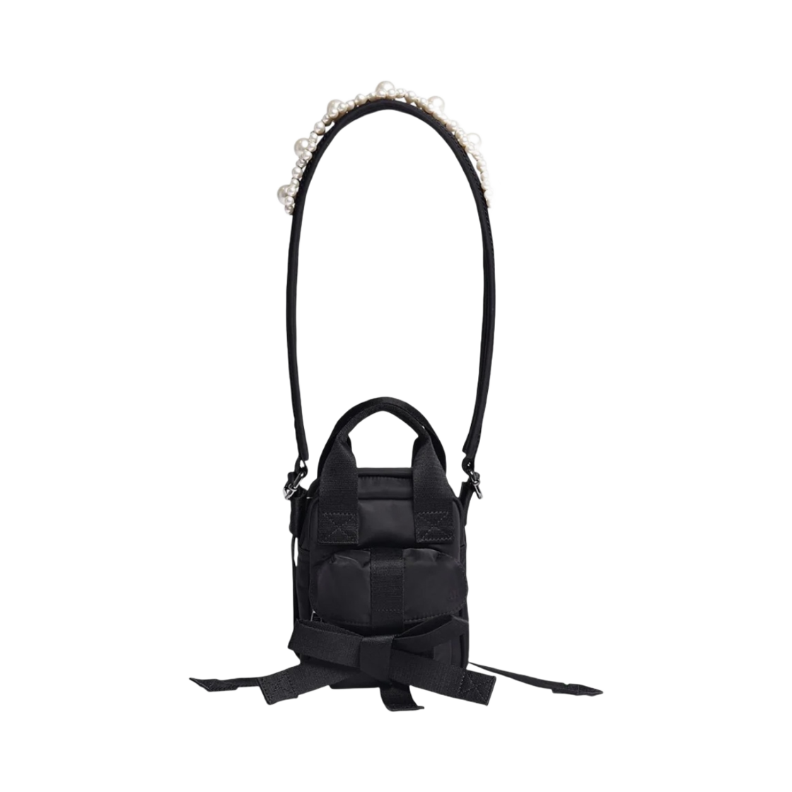 BAG163B-0761 Simone Rocha Beaded Mini Classic Bow Crossbody Bag Black Pearl