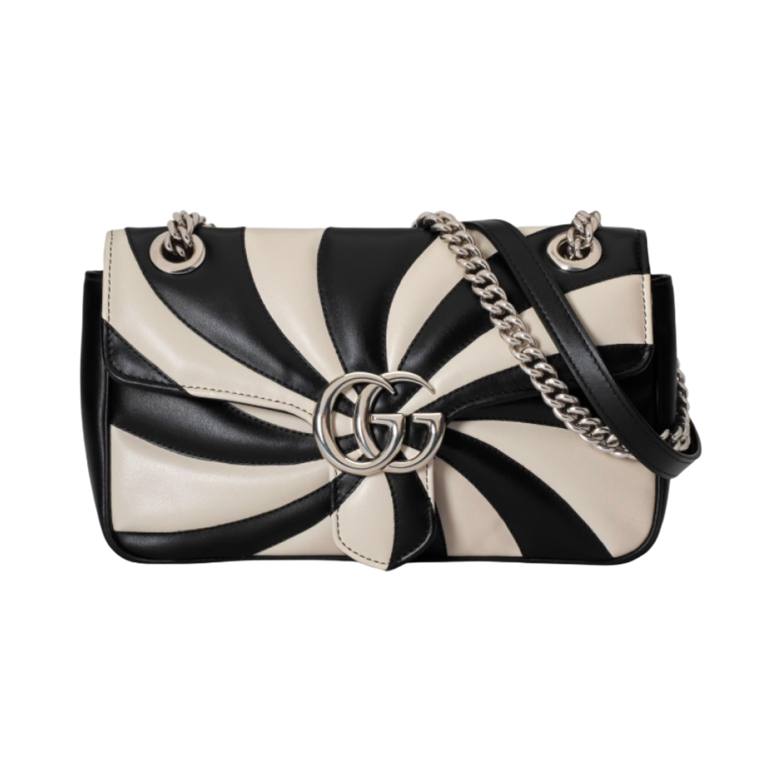 구찌 GG 마몽 스몰 숄더백 블랙 화이트 레더(Gucci GG Marmont Small Shoulder Bag Black White Leather) - 1