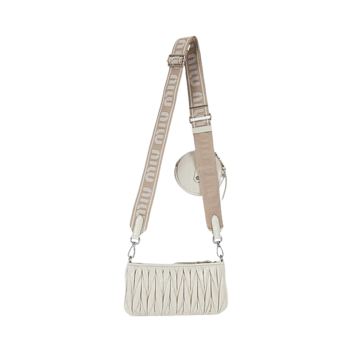 미우 미우 샤인 마테라쎄 숄더백 초크 화이트(Miu Miu Shine Matelasse Shoulder Bag Chalk White) - 3