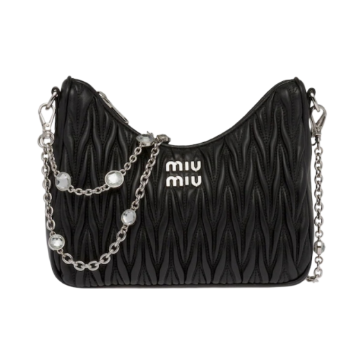 5BH211-2CE3-F0002 Miu Miu Matelasse Nappa Leather Shoulder Bag Black