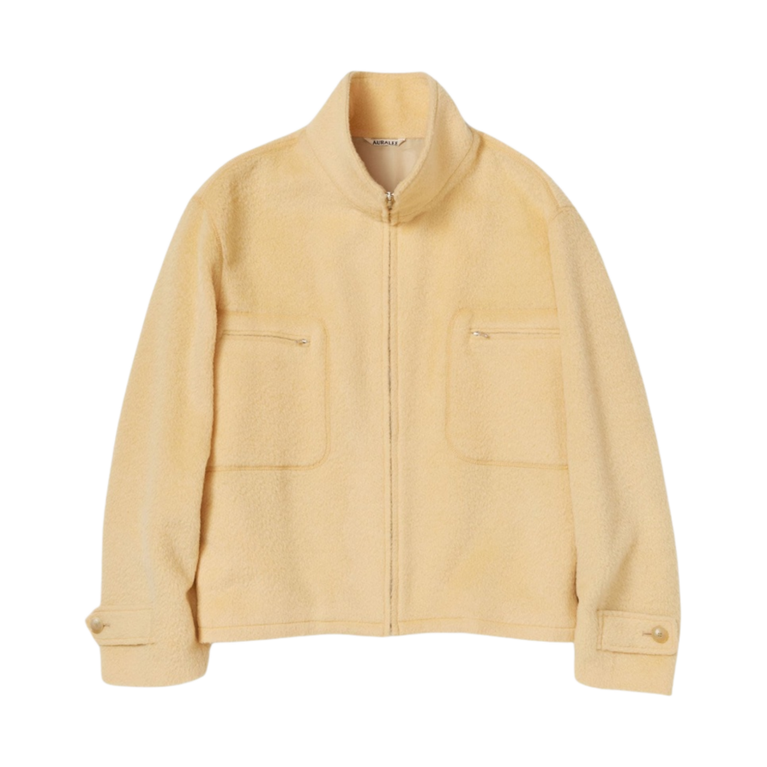 오라리 브러쉬드 수리 알파카 모헤어 자카드 집 블루종 옐로우 - 23AW(Auralee Brushed Suri Alpaca Mohair Jacquard Zip Blouson Yellow - 23AW) - 1