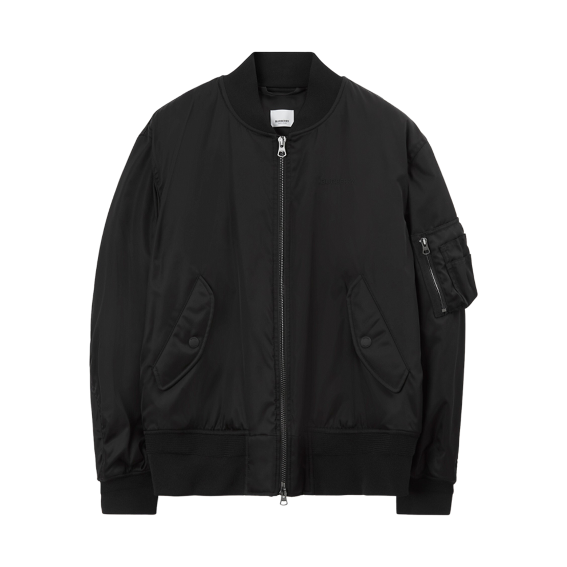 8071725 Burberry Chequered Crest Nylon Bomber Jacket Black