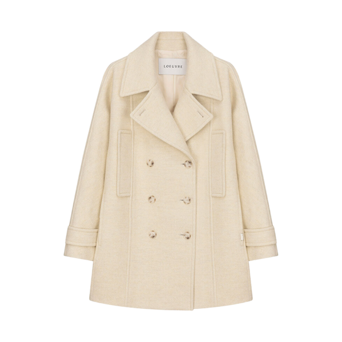 (W) 루에브르 하프 더블 피 코트 라이트 옐로우((W) Loeuvre Half Double Pea Coat Light Yellow)