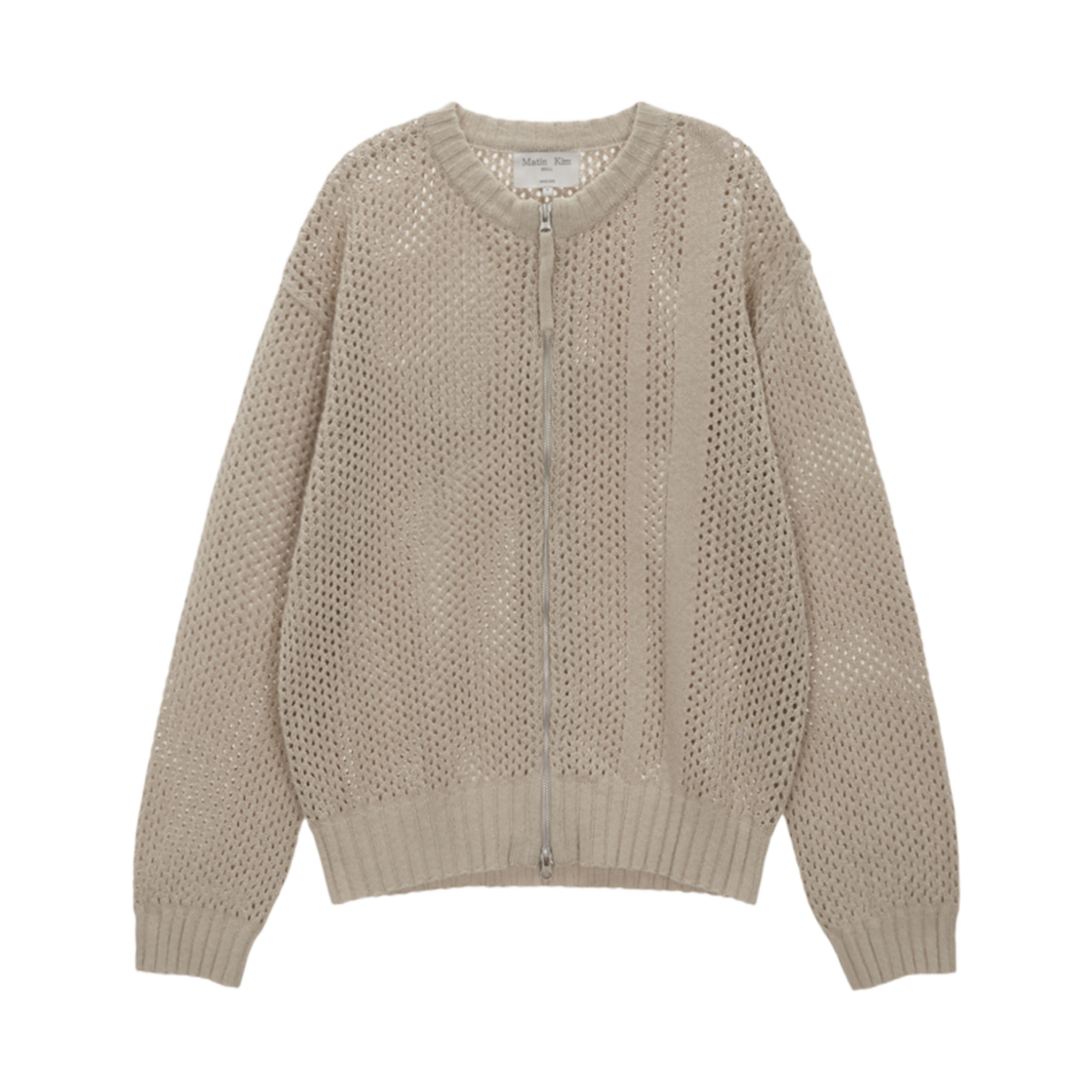 마뗑킴 백 로고 자카드 니트 집업 베이지(Matin Kim Back Logo Jacquard Knit Zip Up Beige) - 2