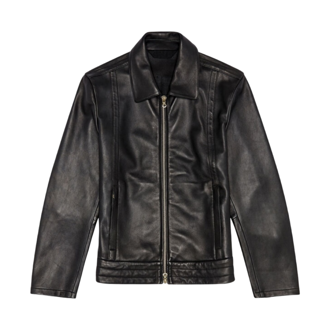 A105140WFAN-9XX Diesel L-Hudson Shirt Jacket in Supple Leather Black