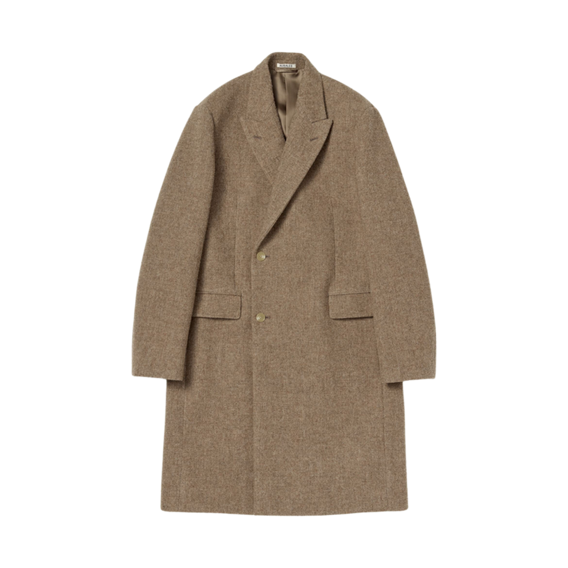 A24AC01SB Auralee Sponge Wool Melton Chesterfield Coat Top Brown