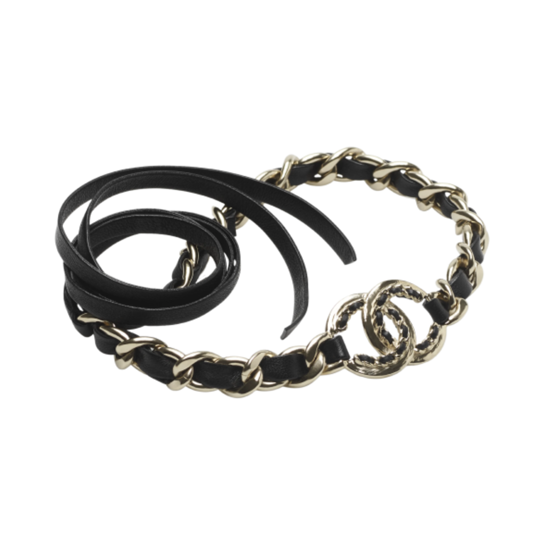 (W) 샤넬 헤어밴드 메탈 램스킨 & 골드 블랙((W) Chanel Headband Metal Lambskin & Gold Black)