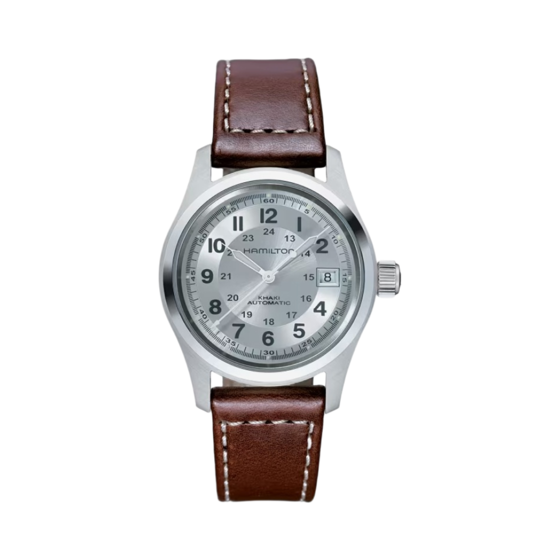 해밀턴 카키 필드 오토 38mm 스테인리스 스틸 카우 레더 실버(Hamilton Khaki Field Auto 38mm Stainless Steel Cow Leather Silver)