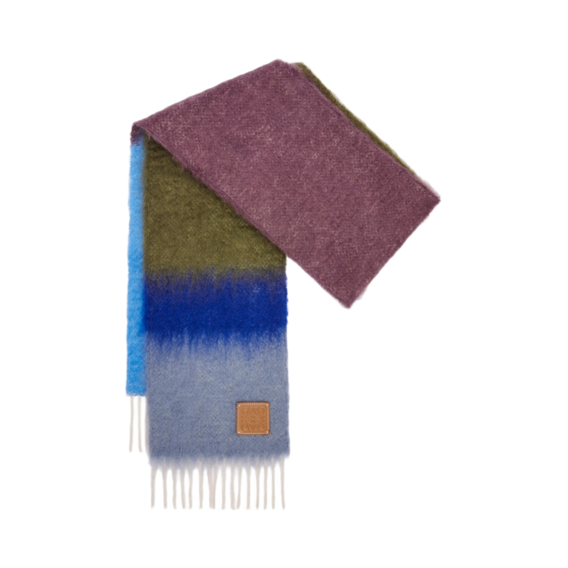 F606257XAG-4100 Loewe Wool and Mohair Stripe Muffler Green