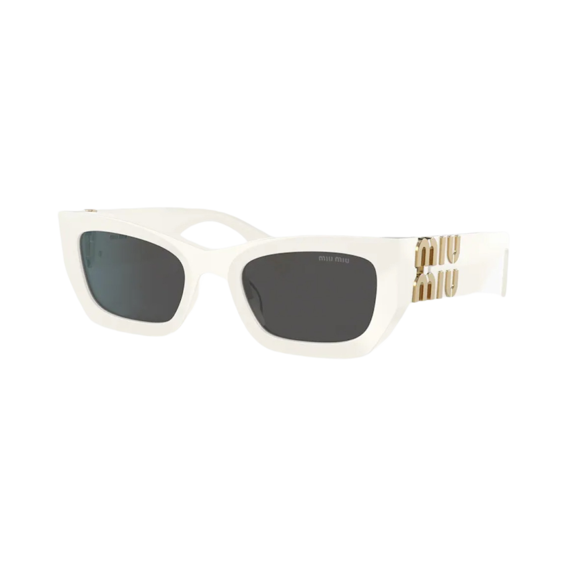 (W) 미우 미우 글림스 선글라스 슬레이트 그레이 렌즈 초크 화이트 아세테이트((W) Miu Miu Glimpse Sunglasses Slate Grey Lenses Chalk White Acetate) - 2