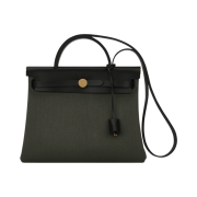 Hermes Herbag Zip 31 Bag Retourne & Gold Vert De Gris Noir