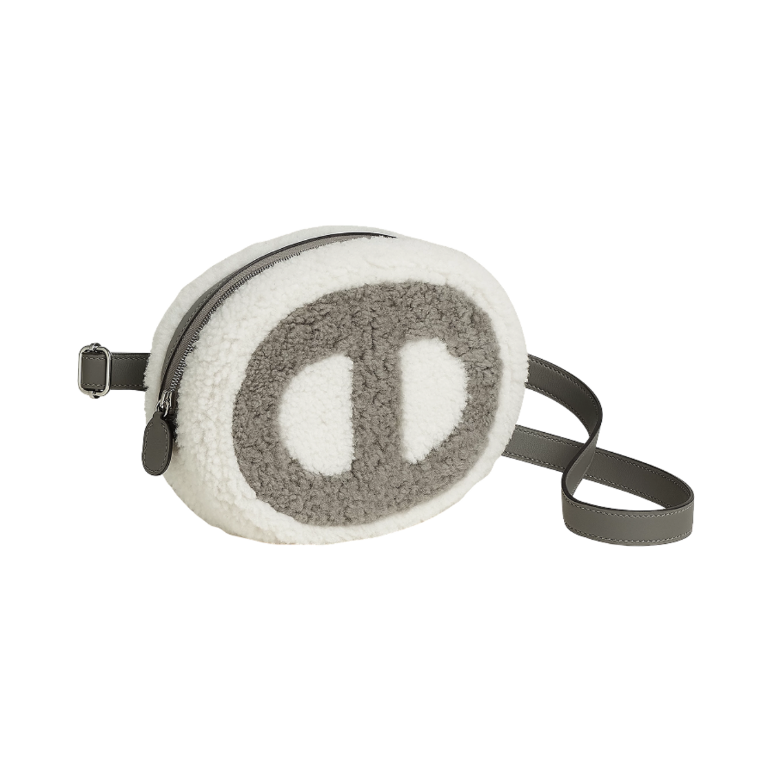 에르메스 인 더 루프 플러치 벨트 백 스위프트 메리노 울 & 팔라듐 하드웨어 에크류 그리 메이어(Hermes In The Loop Pluch Bełt Bag Swift Merino Wool & Palladium Ecru Gris Meyer) - 2