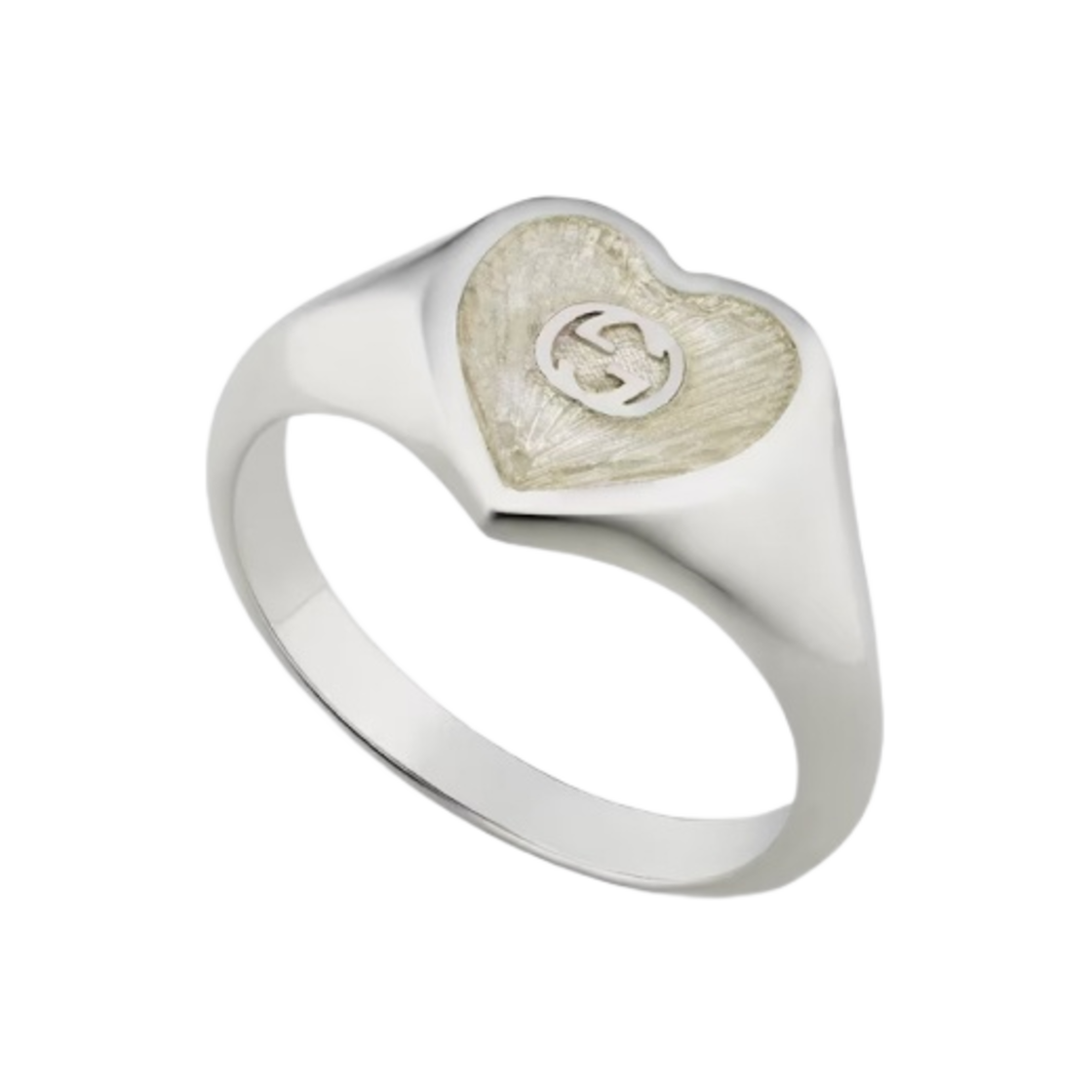 (W) 구찌 하트 링 인터로킹 G 925 스털링 실버((W) Gucci Heart Ring with Interlocking G 925 Sterling Silver) - 2
