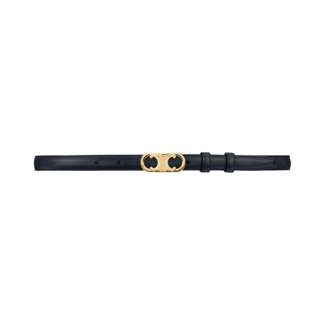 (W) 셀린느 스무스 카프스킨 스몰 마이옹 트리옹프 벨트 네이비 블루((W) Celine Small Maillon Triomphe Belt in Smooth Calfskin Navy Blue) - 1