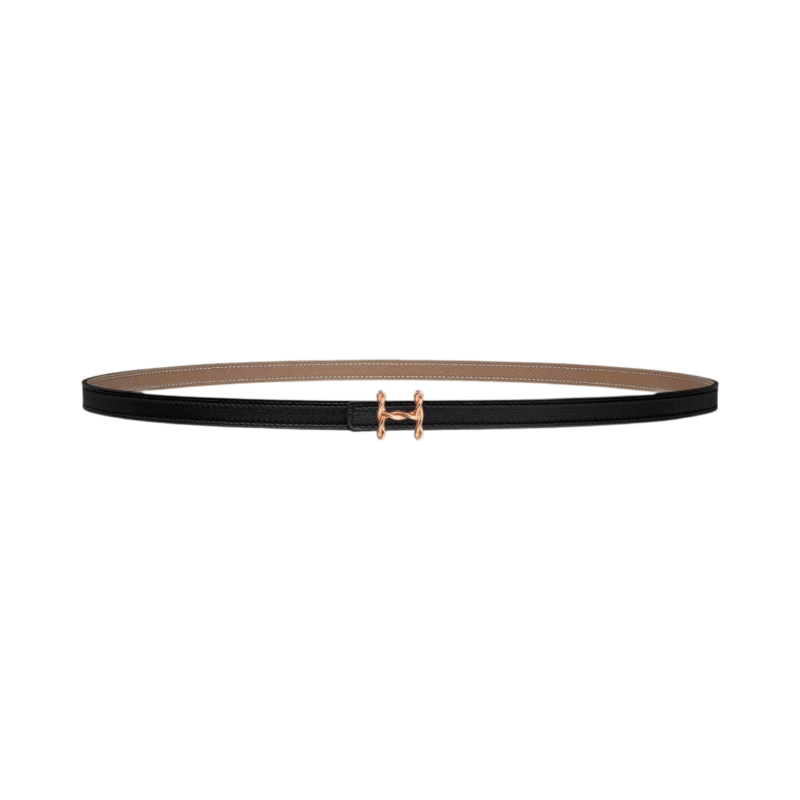 (W) 에르메스 H 토르사드 벨트 버클 & 리버서블 가죽 스트랩 13mm & 핑크 골드 누아 에뚜쁘((W) Hermes H Torsade Belt Buckle & Reversible Leather Strap 13mm & Pink Gold Noir Etoupe) - 1
