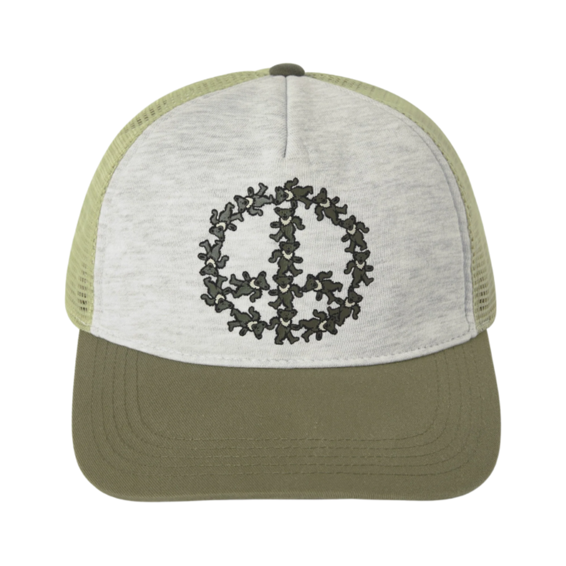 디스이즈네버댓 x 그레이트풀 데드 피스 베어스 메쉬 트러커 캡 올리브(Thisisneverthat x Grateful Dead Peace Bears Mesh Trucker Cap Olive) - 2