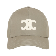 (W) Celine Triomphe Baseball Cap in Cotton Kaki Light