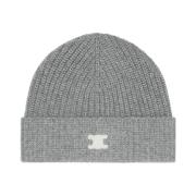 (W) Celine Triomphe Beanie in Heritage Cashmere Medium Grey