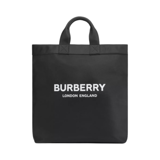 Burberry Logo Print Nylon Tote Black