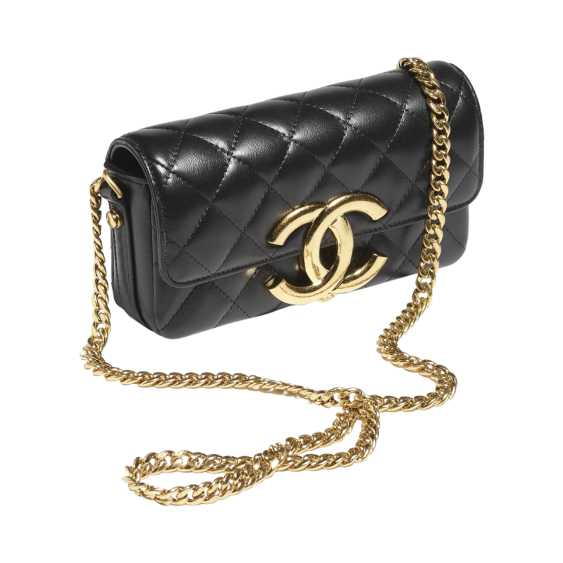 샤넬 클래식 체인 플랩 폰 홀더 샤이니 램스킨 & 골드 메탈 블랙(Chanel Flap Phone Holder with Chain Shiny Lambskin & Gold Black) - 2