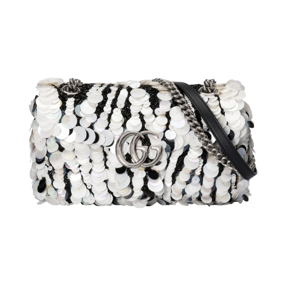 구찌 GG 마몽 스몰 시퀸 숄더백 지브라 시퀸(Gucci GG Marmont Small Sequin Shoulder Bag Zebra Sequin) - 1