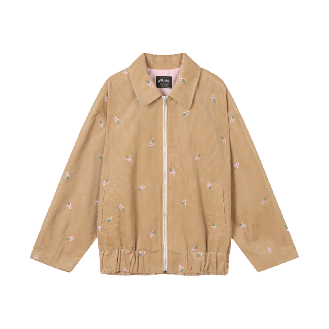 NEIB24FWJK001 Neib Floral Embroidery Oversized Blouson Beige