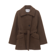 (W) Loeuvre Alpaca Boucle Belted Coat Brown