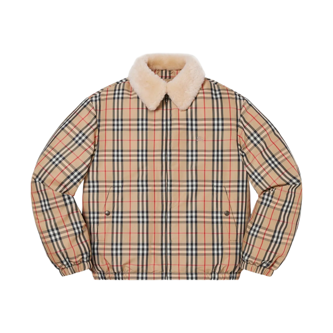 슈프림 x 버버리 셔링 칼라 다운 퍼퍼 자켓 베이지 - 22SS(Supreme x Burberry Shearling Collar Down Puffer Jacket Beige - 22SS)