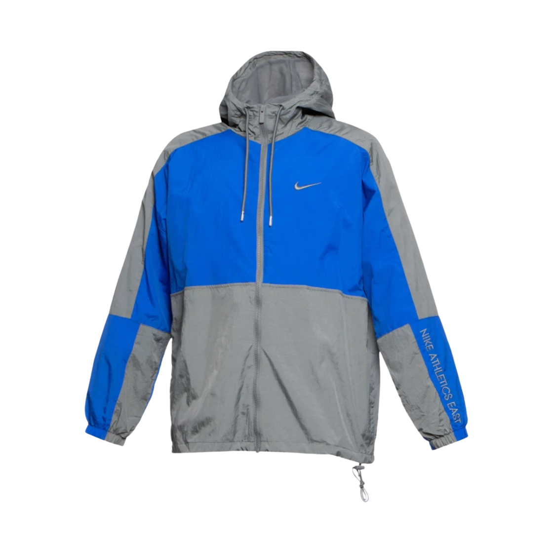 나이키 NSW 우븐 후드 자켓 플랫 퓨터 하이퍼 로얄 - 아시아(Nike NSW Woven Hooded Jacket Flat Pewter Hyper Royal - Asia)