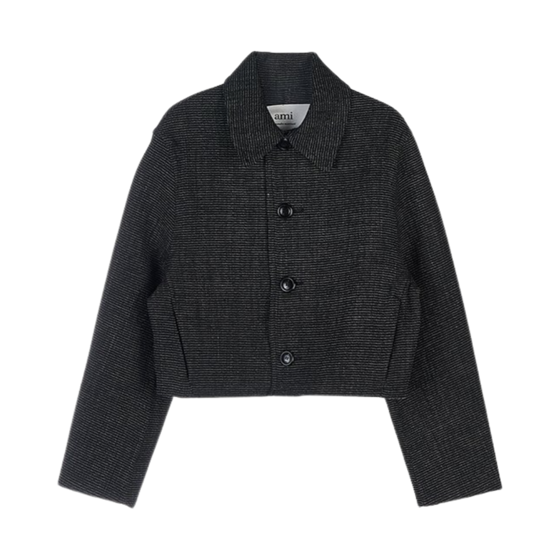 UJK230-267-001 AMI Texture Cropped Jacket Black